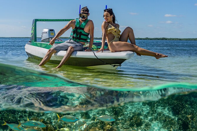3 in 1 Jungle Speedboat and Snorkeling in Cancun - Stop 1 at Marina Chac Chi: orientation, lockers, and boat setup