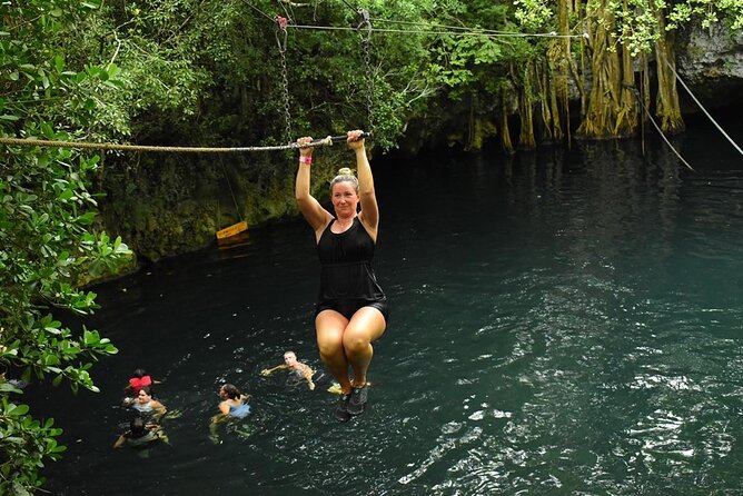 Cancun Combo Tour: ATV and Zip- lines with Cenote Swim - Cenote Lukama swim: bright green water and cavern time