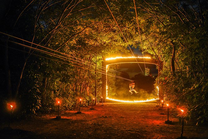 Xplor Fuego with Buffet Style Dinner and transportation - Zip Lines at Night: Fire, Towers, and Stair Work